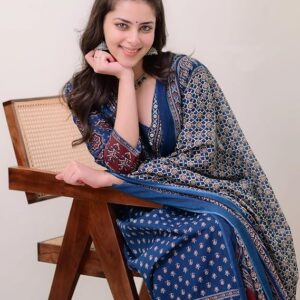 KLOSIA Women's Rayon Printed Anarkali Kurta and Pant with Dupatta Set