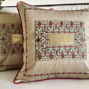 TARA- Sparkling Homes Zari Embroidered Velvet Cushion Covers, 'Padmini' from 'The Royal Collection', Set of 1 (Wine Red, 16 x 16 Inches)